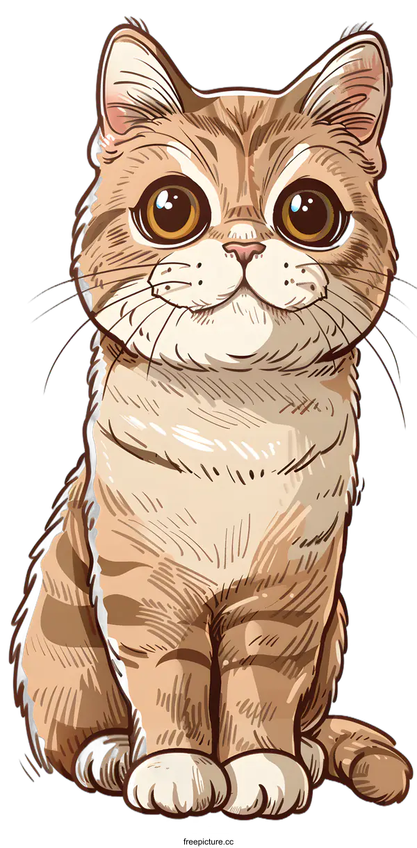 [Transparent Background PNG]Cute Cartoon Illustration Of A Sitting Cat