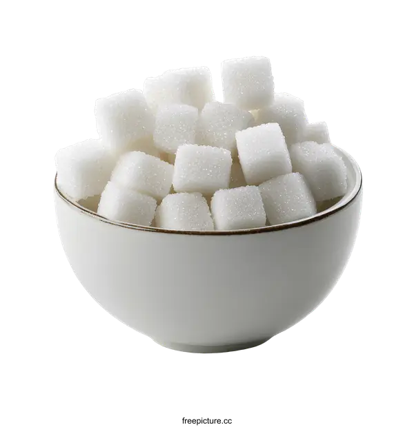 [Transparent Background PNG]White Sugar Cubes in a Bowl