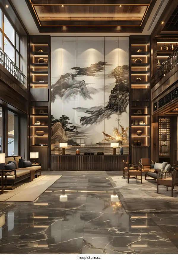 Chinese style hotel lobby