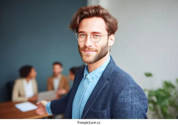 Business Meeting Caucasian Male Leader