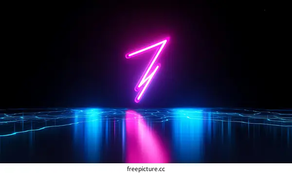Neon Light Number Seven Abstract Background