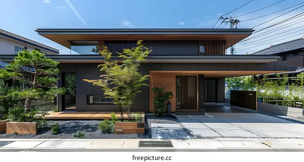 Modern Japanese House with Wooden Exterior