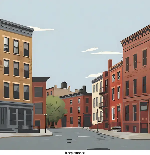 Street Scene with Row Houses