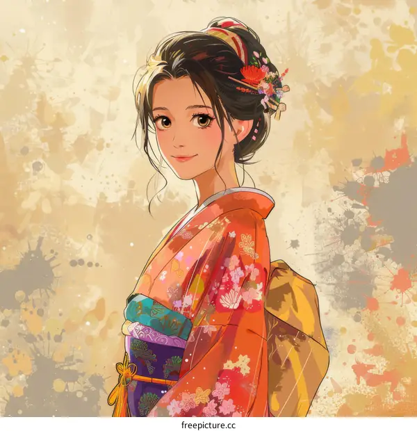 A beautiful Japanese woman in a kimono