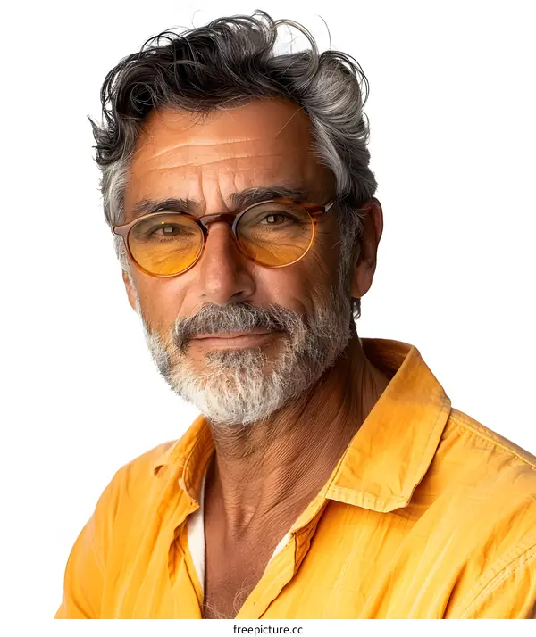 Portrait of a Handsome Middle Aged Man Wearing Glasses