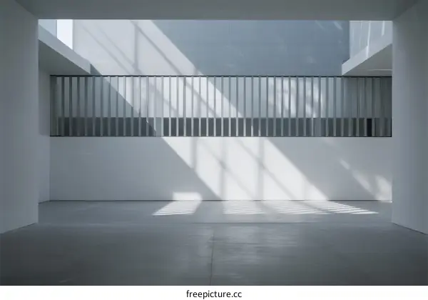 White Modern Architecture Interior with Geometric Light Patterns