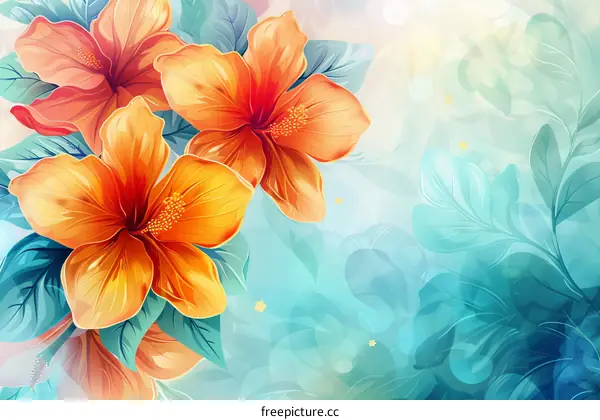 Hand-painted tropical flower illustrations