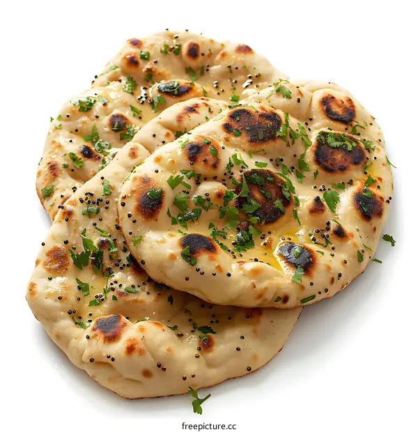 Three pieces of naan bread