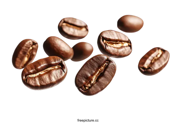[Transparent Background PNG]Coffee Beans Flying in the Air