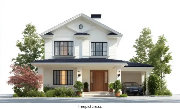 Modern Elegant House Exterior Design Illustration