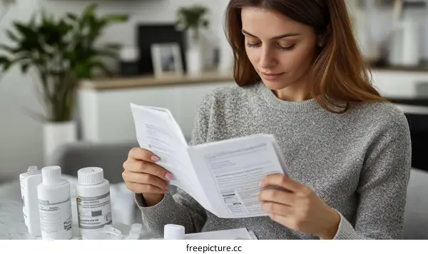 Woman Reading Instructions for Household Chemicals