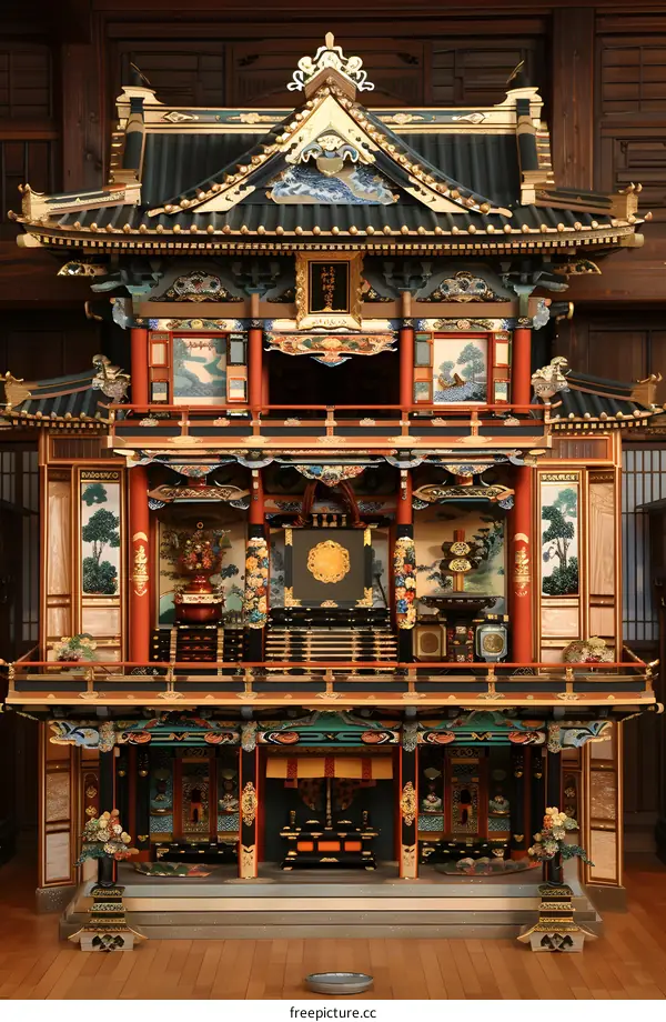 Ornate Japanese Traditional Architecture Building Model