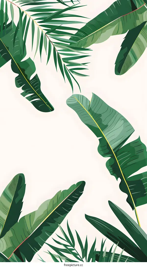 Tropical Leaves Green Background Design