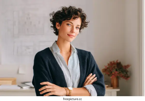 Confident Woman in a Modern Office Setting