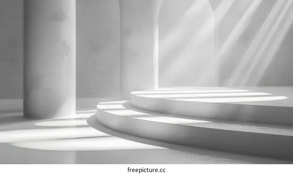 Minimal White Podium for Product Display on Concrete Background