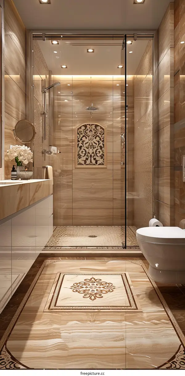 Luxury Modern Bathroom Design with Exquisite Tilework