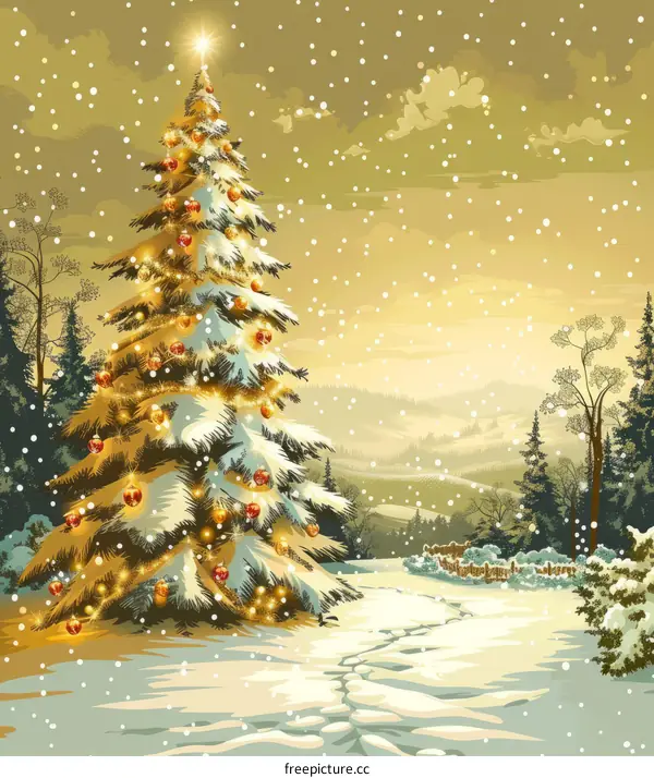 Christmas tree in the winter forest
