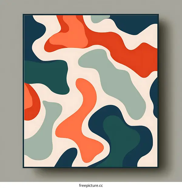 Abstract Art Print With Colorful Shapes