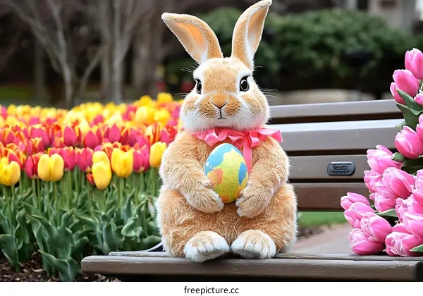 Easter Bunny with Easter Egg in a Park