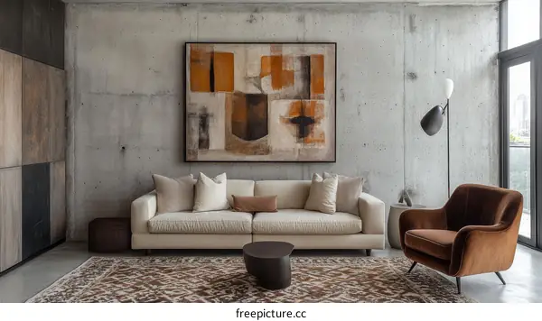 Modern Concrete Living Room Interior Design