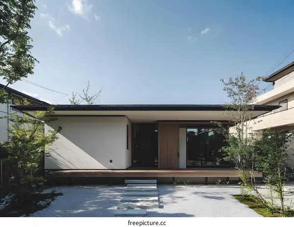 Modern Japanese Style House with Gravel Courtyard