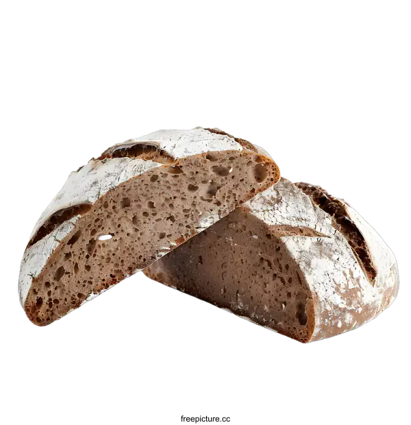[Transparent Background PNG]Freshly Baked Brown Bread Cut In Half