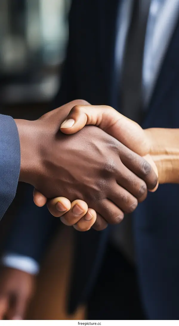 Black and white business handshake
