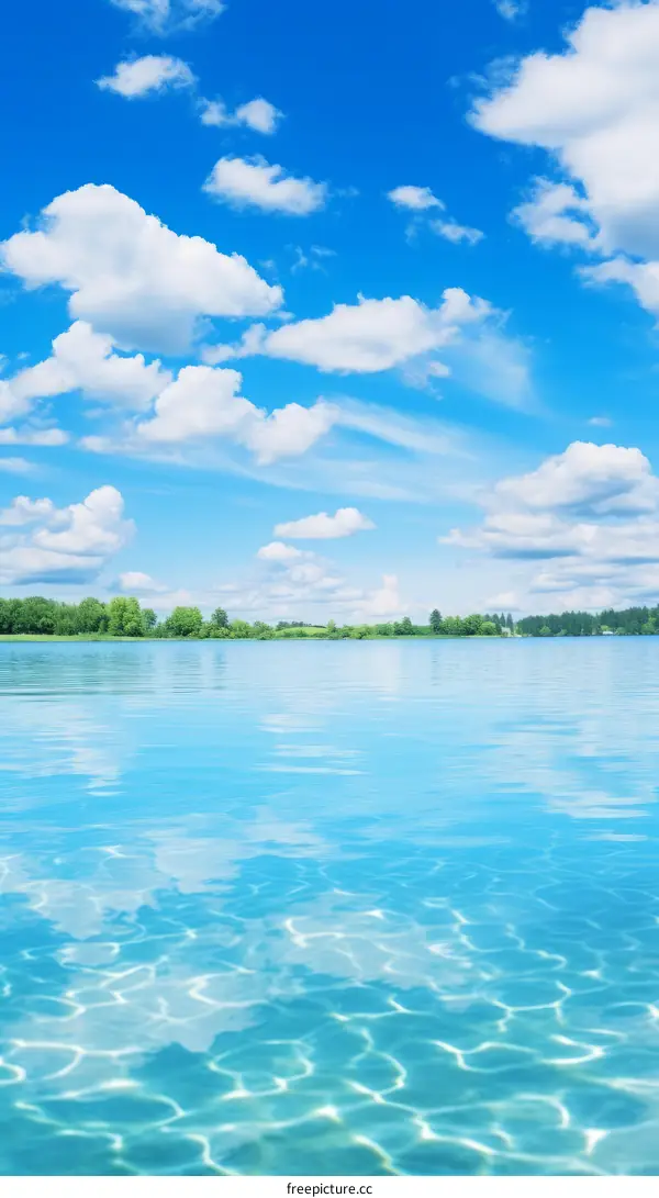 Blue Sky and Crystal-Clear Lake