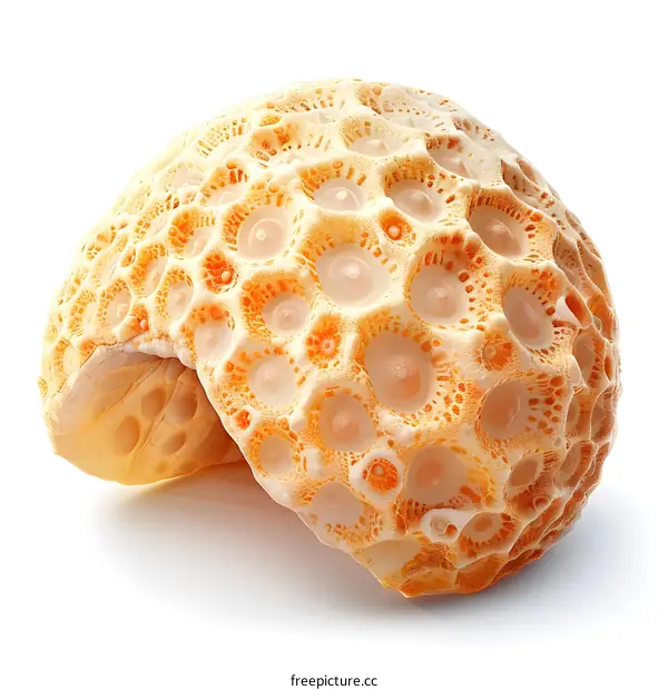 Closeup of a yellow coral on a white background