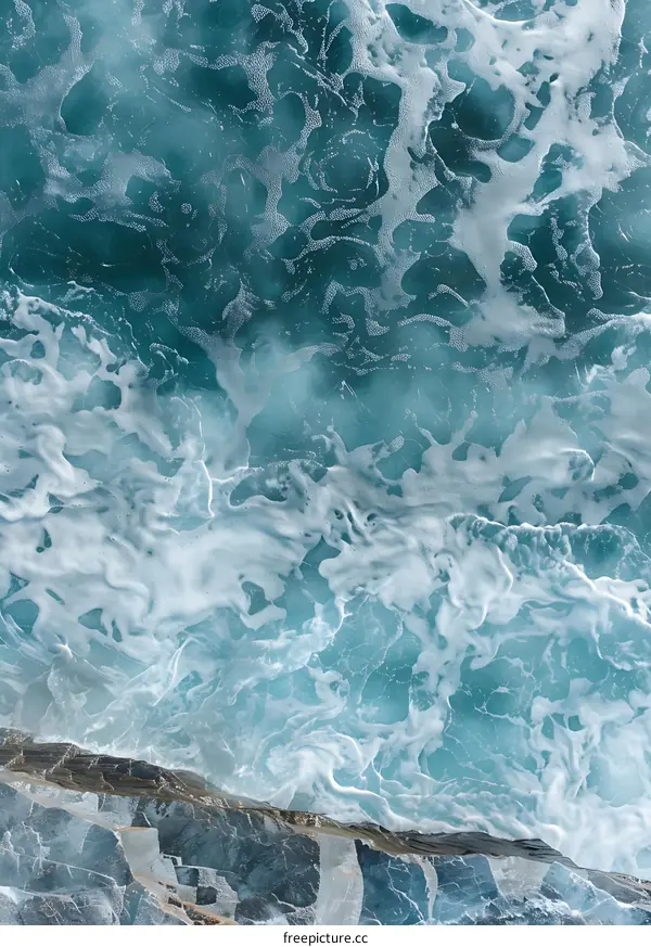 Ocean Water Texture With Foam And Waves