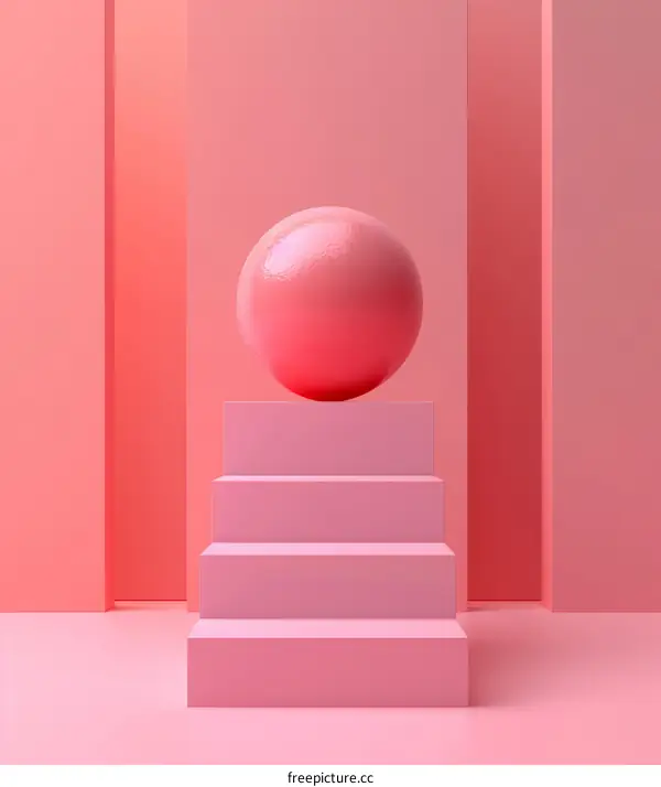 Pink sphere on podium with pink background