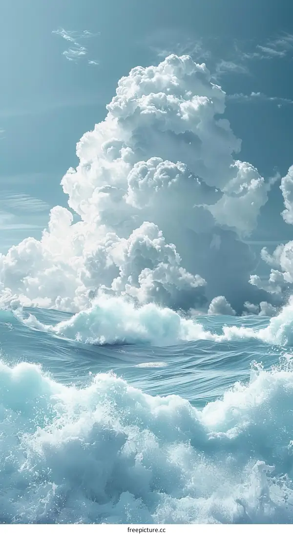 Stunning Clouds and Waves Over Azure Sea
