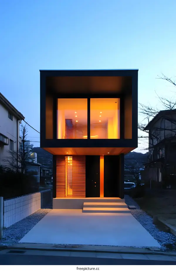 Modern House with Black Facade and Wooden Accents