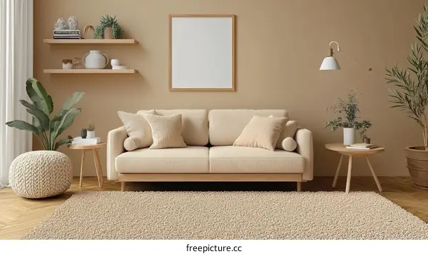 Beige Living Room Interior Design