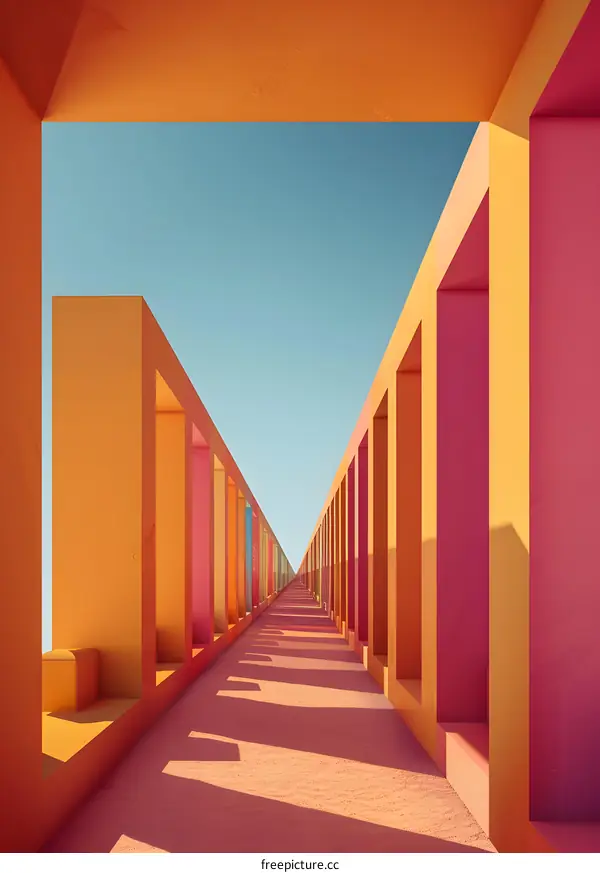 Abstract Architecture With Colorful Walls and Sky