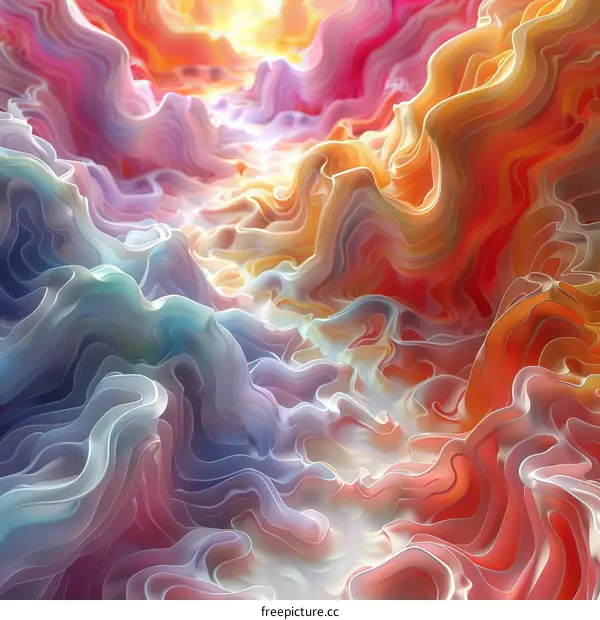 Vibrant 3D Abstract Painting with Fluid Movement