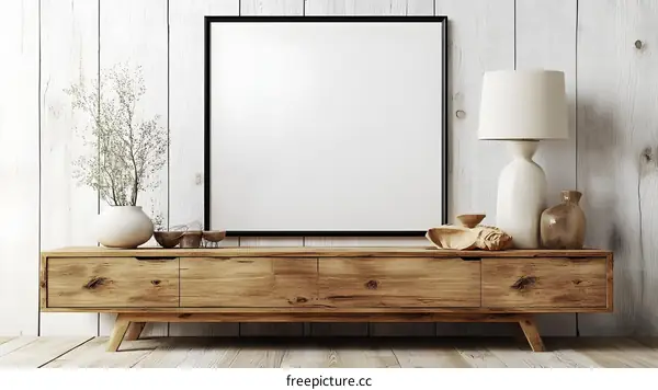 Modern Minimalist Living Room Mockup with Empty Frame