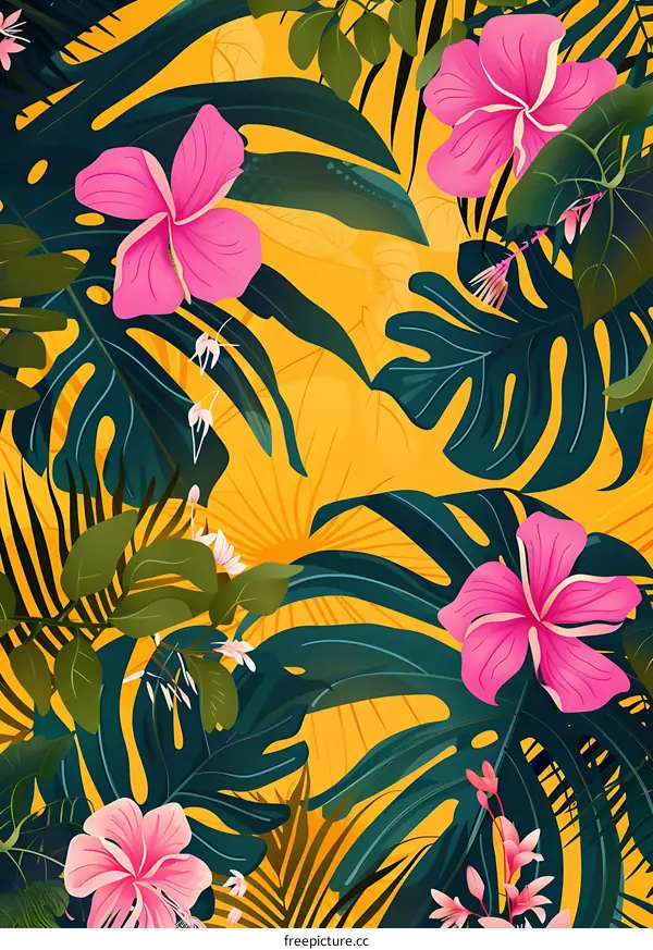 Tropical Floral Seamless Pattern Background