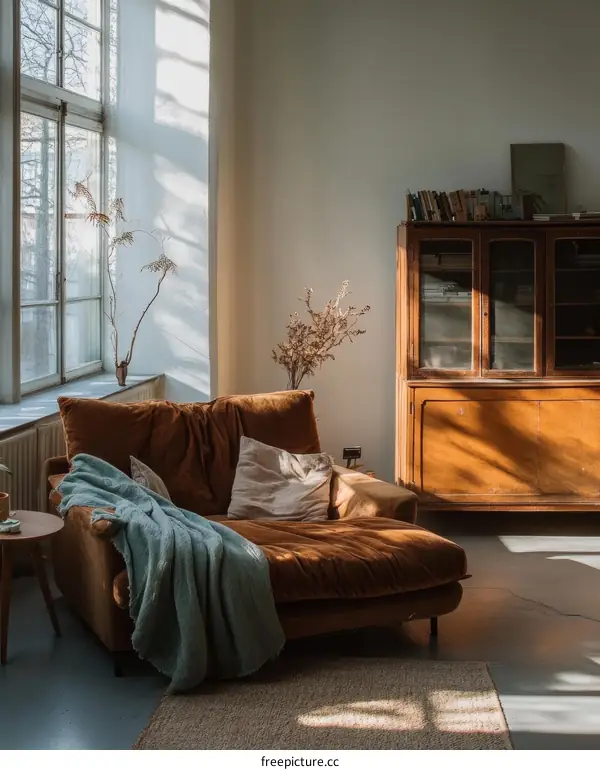 Cozy Living Room with Sunlight and Vintage Furniture