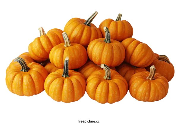 [Transparent Background PNG]Pile of Small Pumpkins on White Background