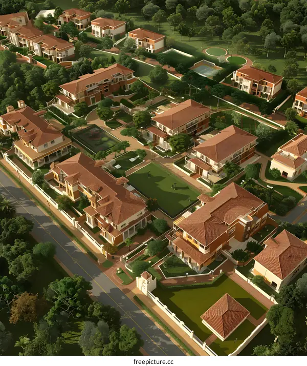 European-style luxury villas with swimming pools and tennis courts