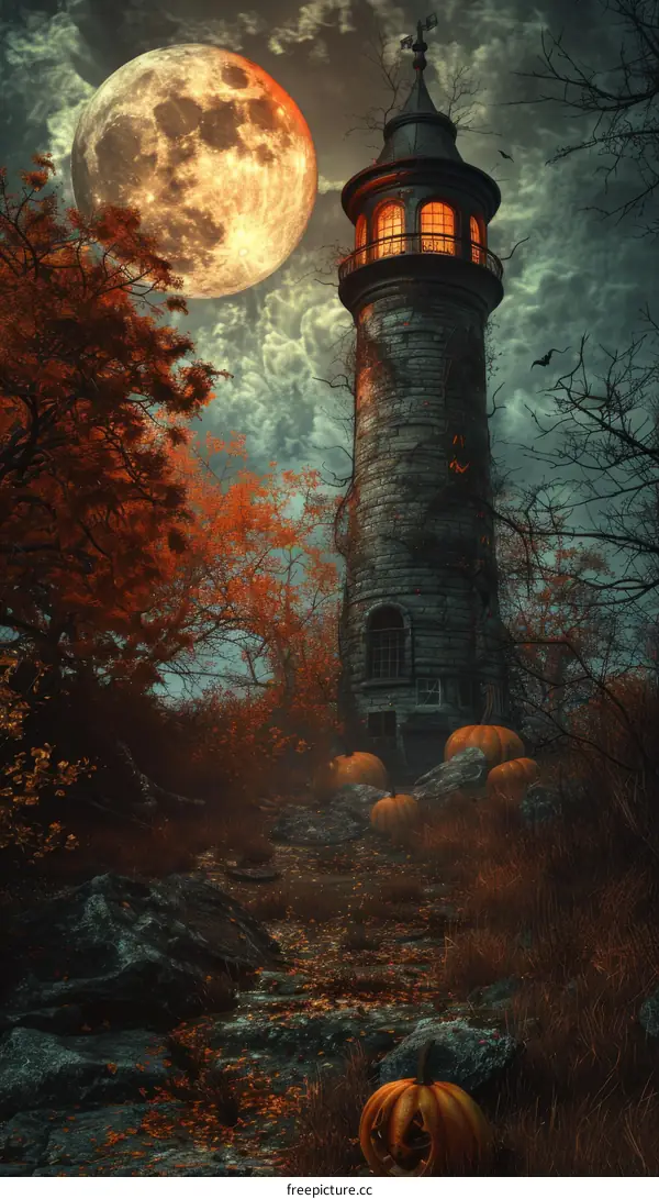 Spooky Halloween night at the haunted lighthouse