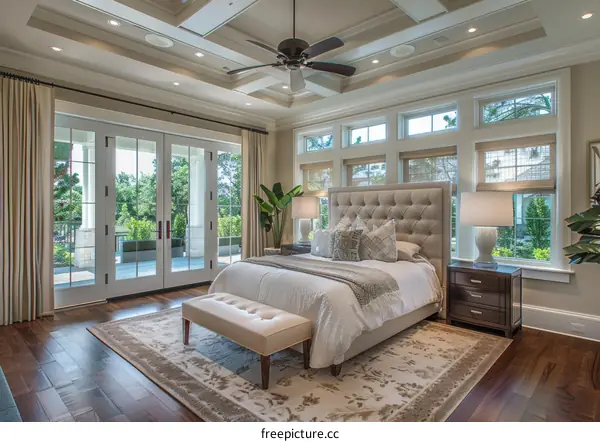 Modern Bedroom with Elegant Decor and Luxurious Furniture