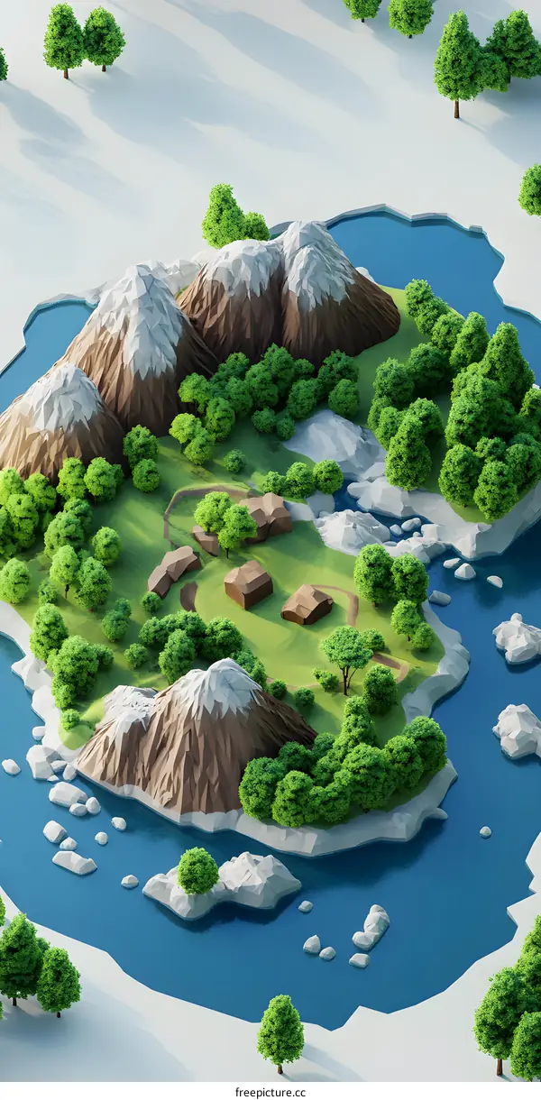 Low Poly Mountain Landscape Illustration