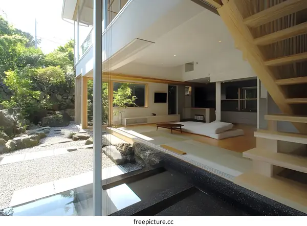 Modern Japanese Home Interior Design with Garden View