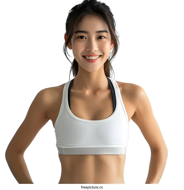 [Transparent Background PNG]Fit Asian Woman Smiling at the Camera
