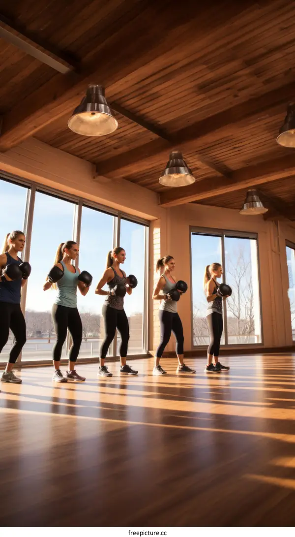 Women in a boxing class