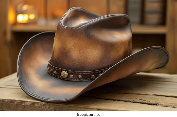 Vintage Distressed Cowboy Hat Close-up