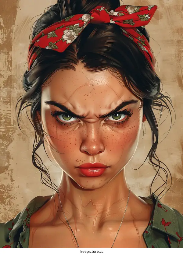 portrait of a young woman with a red bandana