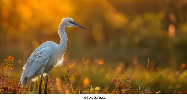 Aigrette garzette in the sunset